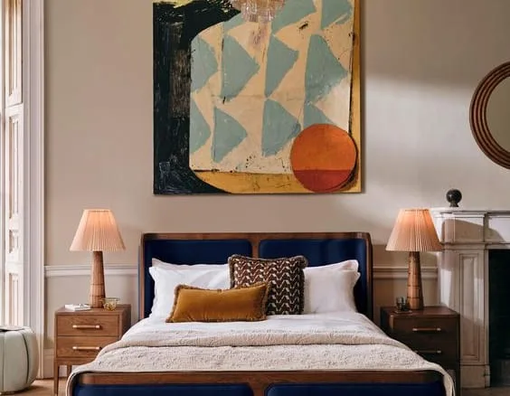 Soho Home Belsa Bed in Navy, Us | Mid-Century | King