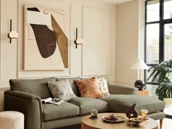 Soho Home Reya Chaise-End Sofa, Linen in Sage, Us | Mid-Century